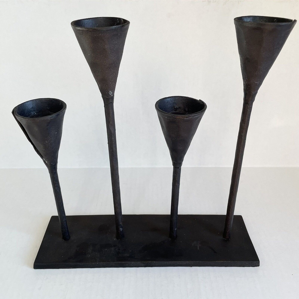 Pottery Barn Rustic Petaluma Brutalist Hammered Iron Multi Taper Candle Holder - Picture 1 of 9